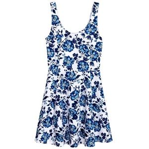 Blue and White Floral Skater Dress